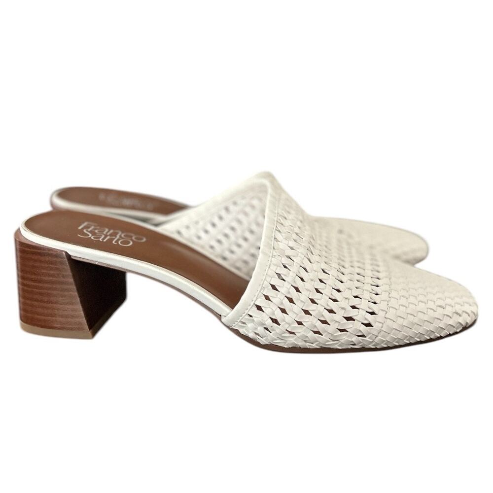 Franco Sarto White Woven Mules